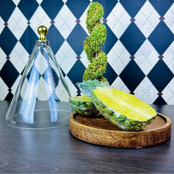 Pineapple Shaped Candle Set of 2 Tropical Coastal Sculptural Decor 7 Inch - Picture 2 of 11